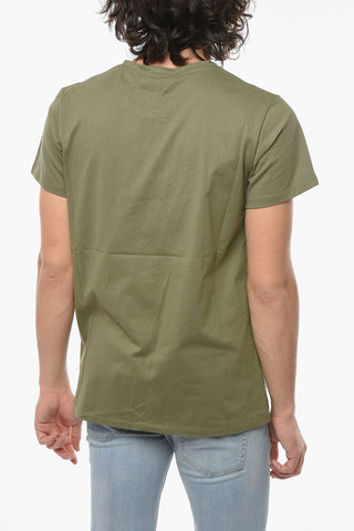 Contrasting Printed Solid Color T-Shirt