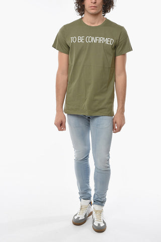 Contrasting Printed Solid Color T-Shirt