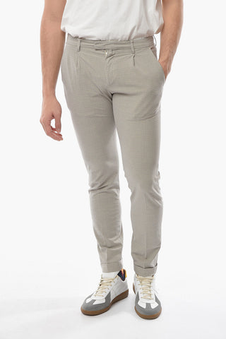 Mini Checked Slim Fit Double Pleat Pants