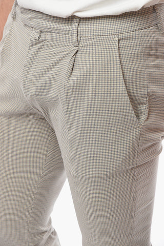 Mini Checked Slim Fit Double Pleat Pants