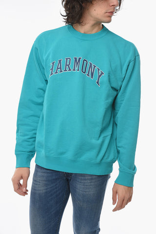 Logo Printed Solid Color Crew-neck Sweatshirt