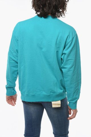 Logo Printed Solid Color Crew-neck Sweatshirt