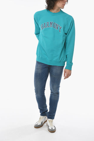 Logo Printed Solid Color Crew-neck Sweatshirt
