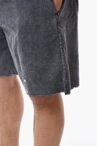 Shorts in Velour a Coste con Elastico in Vita