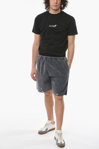 Shorts in Velour a Coste con Elastico in Vita