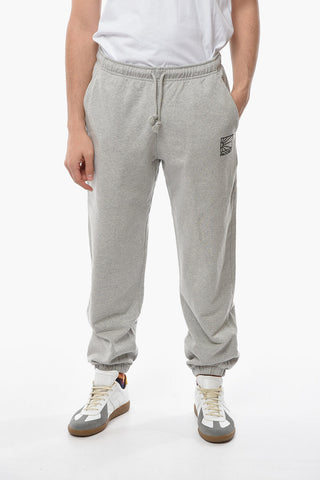 3 Pockets Brushed Cotton Joggers with Embroidered Logo