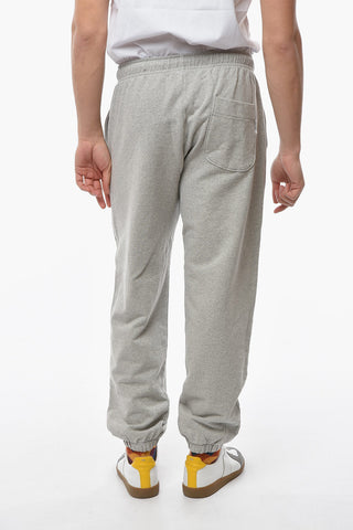 3 Pockets Brushed Cotton Joggers with Embroidered Logo