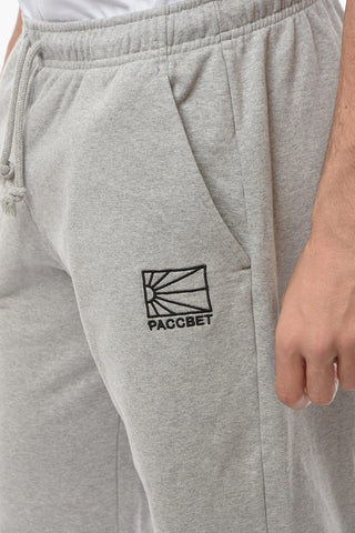 3 Pockets Brushed Cotton Joggers with Embroidered Logo