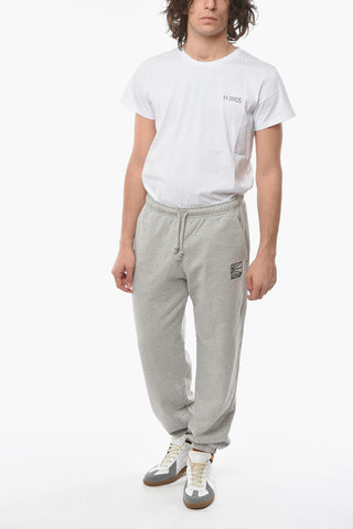 3 Pockets Brushed Cotton Joggers with Embroidered Logo