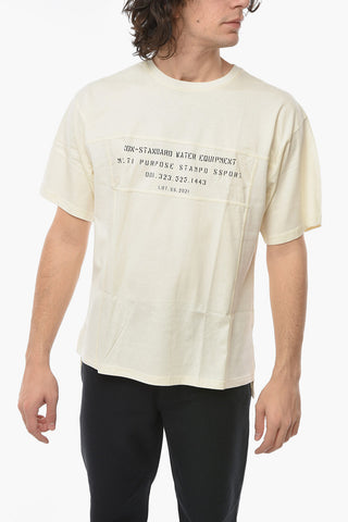 T-shirt Girocollo con Stampa in Lettering a Contrasto