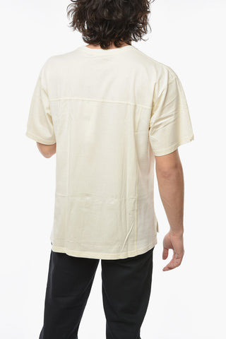 T-shirt Girocollo con Stampa in Lettering a Contrasto