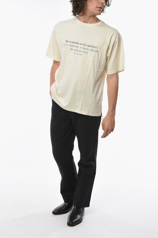 T-shirt Girocollo con Stampa in Lettering a Contrasto