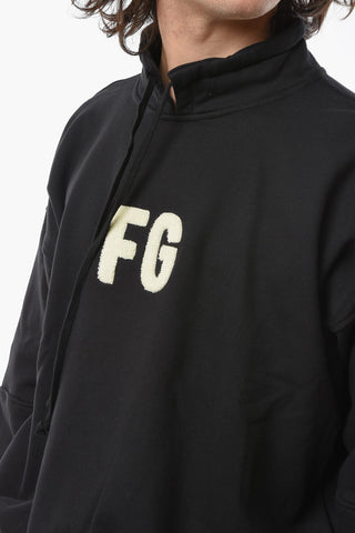 Felpa Mock Neck a Tinta Unita con Monogram a Contrasto