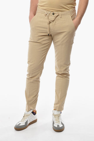 Micro Checked Chino Pants with Front Laces