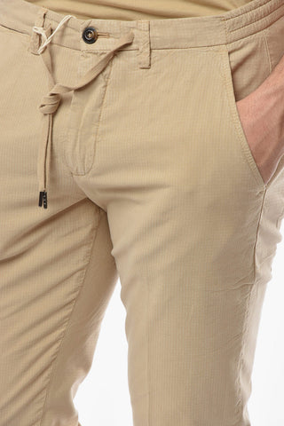 Micro Checked Chino Pants with Front Laces