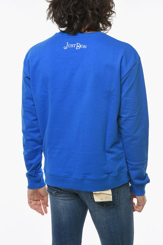 Front Embroidered Brushed Cotton Crew-neck Sweatshirt