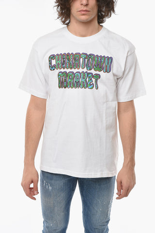 Front Printed Cotton HIPPIE Crew-Neck T-shirt