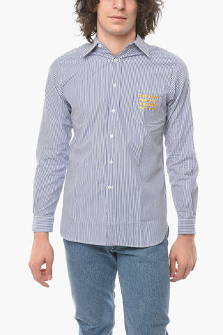 Awning Striped Shirt with Pocket Embroidery