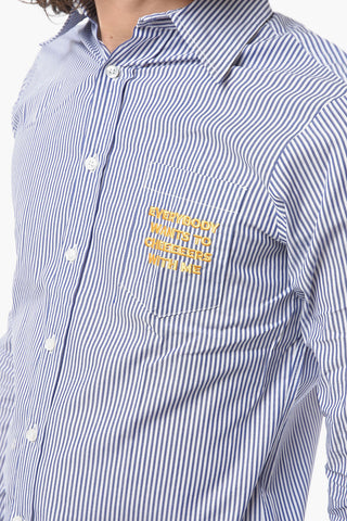 Awning Striped Shirt with Pocket Embroidery