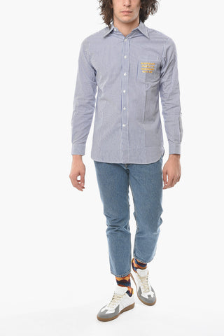 Awning Striped Shirt with Pocket Embroidery