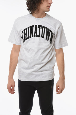 Crew-neck T-Shirt with Corduroy Logo