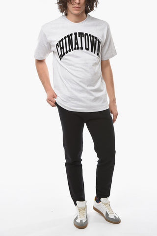 Crew-neck T-Shirt with Corduroy Logo