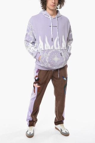 Felpa Hoodie con Stampa a Contrasto
