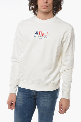 Logo Printed Brushed Cotton Crew-neck Sweatshirt