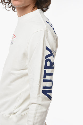 Logo Printed Brushed Cotton Crew-neck Sweatshirt