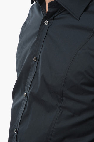 Spread Collar Solid Color Shirt