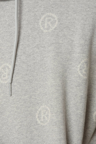 Felpa in Cotone Garzato con Cappuccio e Logo all Over