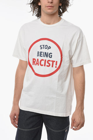 Cotton Crew-neck STOP BEING RACIST T-Shirt