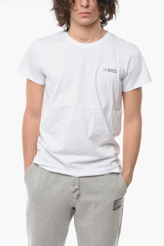 Contrasting Printed Solid Color T-Shirt