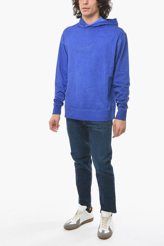 Logo Embossed Solid Color Hoodie