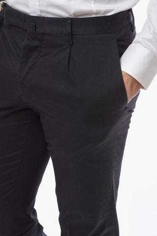 Stretch Cotton Single Pleat Pants