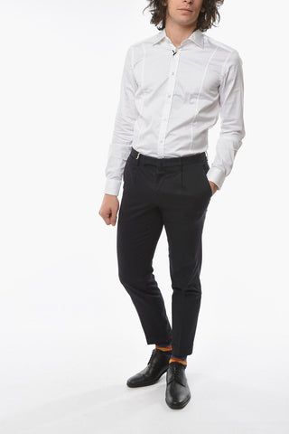 Stretch Cotton Single Pleat Pants