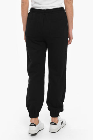Fleece Cotton Joggers with Embroidered Logo Lettering