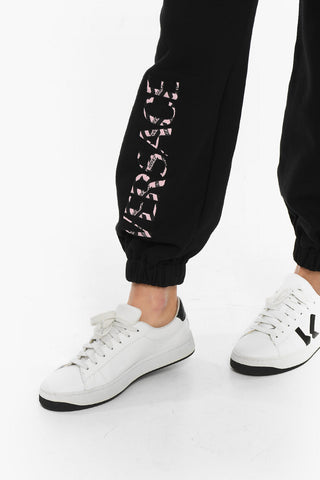 Fleece Cotton Joggers with Embroidered Logo Lettering