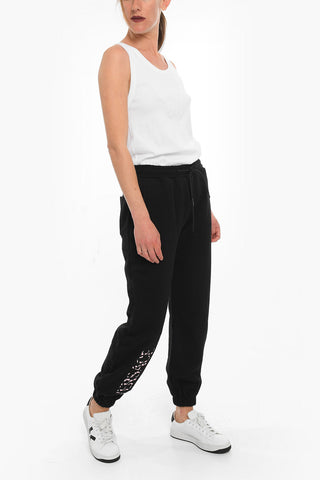 Fleece Cotton Joggers with Embroidered Logo Lettering