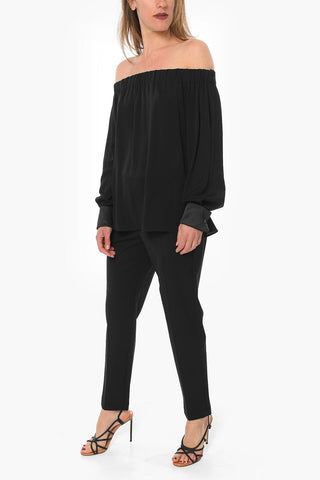 Top Off-shoulder PATTINO a Maniche Lunghe in Seta
