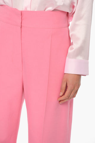 Cotton-gabardine Wide-leg Pants with High Waist