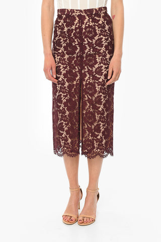 Lace Long Skirt with Petticoat and Front Vent