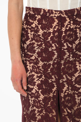 Lace Long Skirt with Petticoat and Front Vent