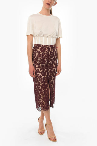 Lace Long Skirt with Petticoat and Front Vent