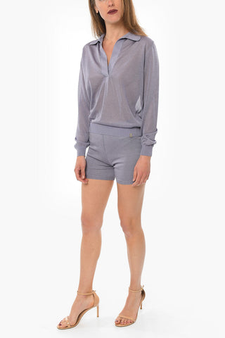 Long-sleeved BUTTERFLY Lurex Polo