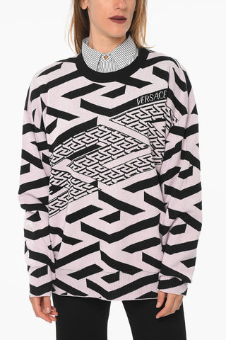 Wool-blend LA GRECA Crew-neck Pull with Lettering