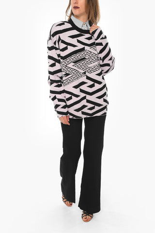 Wool-blend LA GRECA Crew-neck Pull with Lettering