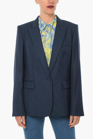 1 Button Hopsack Wool Blazer with Peak Lapel