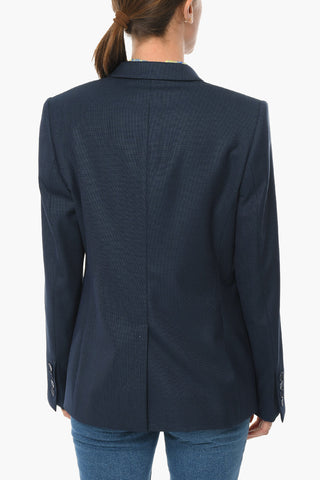 1 Button Hopsack Wool Blazer with Peak Lapel