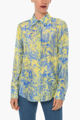 Hidden Buttoning HABOTAI Printed Silk Shirt